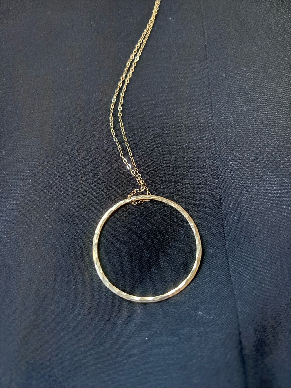 Hammered Gold Circle Pendant Necklace for Women